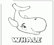 Printable whale with big cute eyes coloring pages