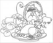 coloring pages for kids thanksgiving meal and cornucopia2144