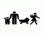 family with three kids silhouette