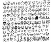Printable emoji emoticon list coloring pages
