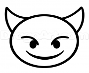 Printable how to draw devil emoji step coloring pages