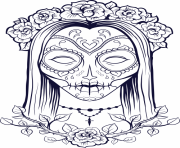 sugar skull woman flowers old