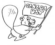Happy Canada Day Beaver Waving Canada Flag