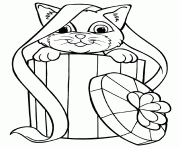 Printable cat as present f91f coloring pages
