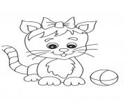 Printable cute cat with small ribbon 8c46 coloring pages