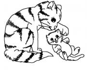 Printable mommy cat plays with her kid 6309 coloring pages