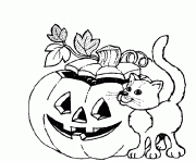 Printable cat and halloween pumpkin kitten in pages67fc coloring pages