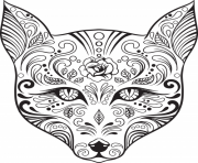 Printable advanced cat sugar skull coloring pages