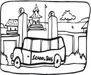 school bus  in the town