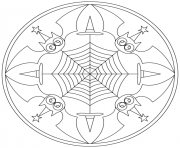 Printable halloween mandala with bats coloring pages