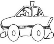 Printable taxi car with driver coloring pages