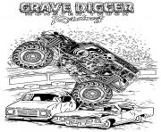 Printable grave digger monster truck racing coloring pages