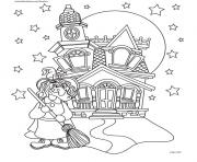 Printable halloween castle coloring pages