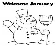 Printable welcome january snowman s5f24 coloring pages
