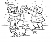 Printable winter snow s kids making snowman 9baa coloring pages