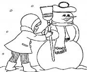 Printable free winter s making a snowman 6547 coloring pages