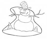 Printable christmas winter snowman with big hat11b2 coloring pages