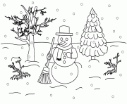 Printable christmas winter snowman on snow rain14bb coloring pages