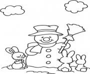 Printable rabbits and snowman s1bea coloring pages