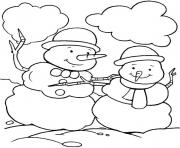 Printable christmas winter two snowman 2aa0 coloring pages