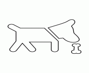 Printable dog with bone stencil coloring pages