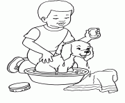 Printable boy bathing his dog 3586 coloring pages