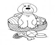dog in a basket with blanket 5674