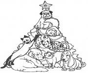 Printable  christmas tree and dogs23ef coloring pages
