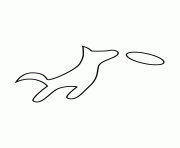 Printable dog catching frisbee stencil coloring pages