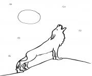 Printable wolf howling at moon coloring pages