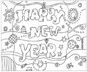 Happy New Year Coloring Design For Kids