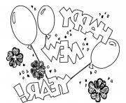 Celebrate New Year Eve With Three Balloons Coloring Page