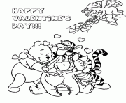 winnie the pooh and valentine cupids coloring page