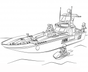 Printable lego police boat coloring pages