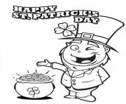 Printable A Happy Leprechaun Found Pot of Gold on St Patricks Day coloring pages