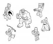 Printable team Lego Marvel hulk ironman spiderman thor america wolverine coloring pages