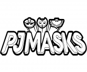 PJ Masks Logo Black and White Clipart