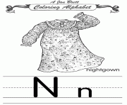 coloring alphabet traditional nightgown