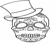 sugar skull with top hat calavera