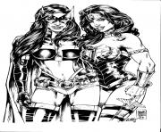 huntress catwoman wonder woman inked by lottiefrancis coloring pages