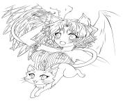 Printable Anime Demon Angel coloring pages