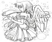 Printable anime dark angel girl adult coloring pages