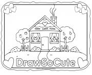 Printable house draw so cute coloring pages
