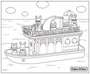 calico critters having fun on the boat
