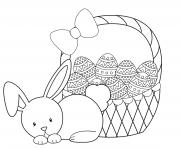 cute rabbit easter eggs basket