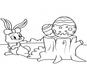 Printable cute easter bunny and eggs on hemp  coloring pages