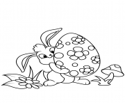 Printable cute easter bunny and egg coloring pages