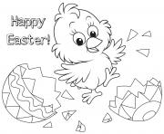 Printable happy easter chick egg coloring pages