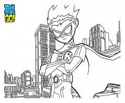 robin on the top of hte city teen titans