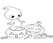 cute ghost from jack o lantern halloween